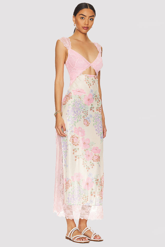 Flora Sheer Floral Midi Dress