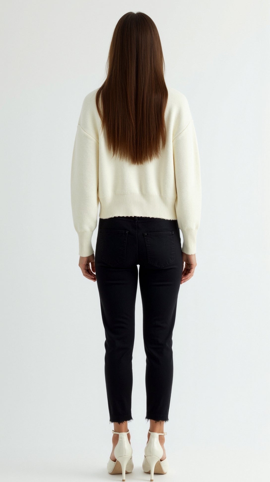 Caroline Elegant Pearl Trim White Cardigan 1