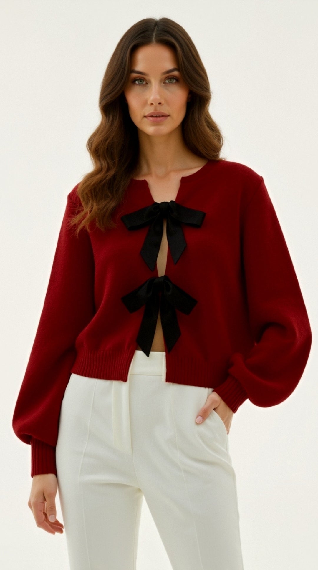 Cynthia Charming Bow-Tie Knit Top 8