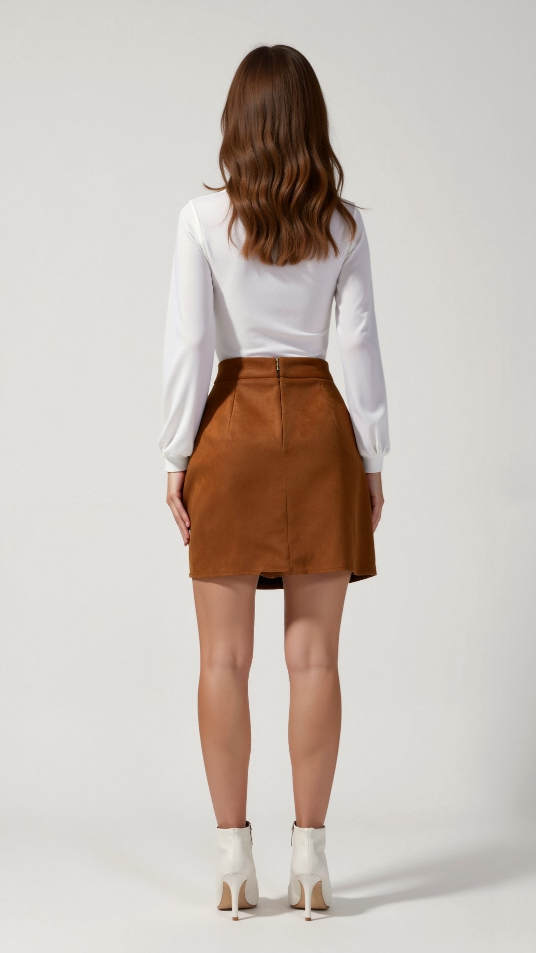 Elegant Suede-Effect High-Waisted Skirt 2