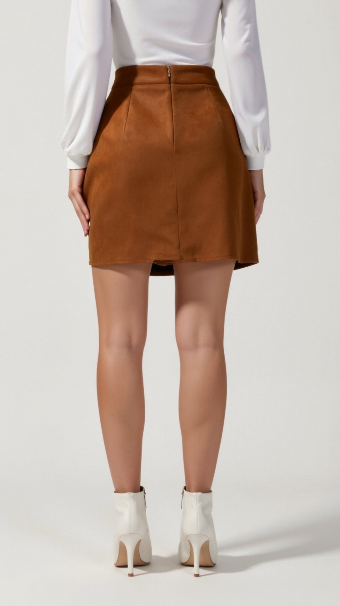 Elegant Suede-Effect High-Waisted Skirt 3
