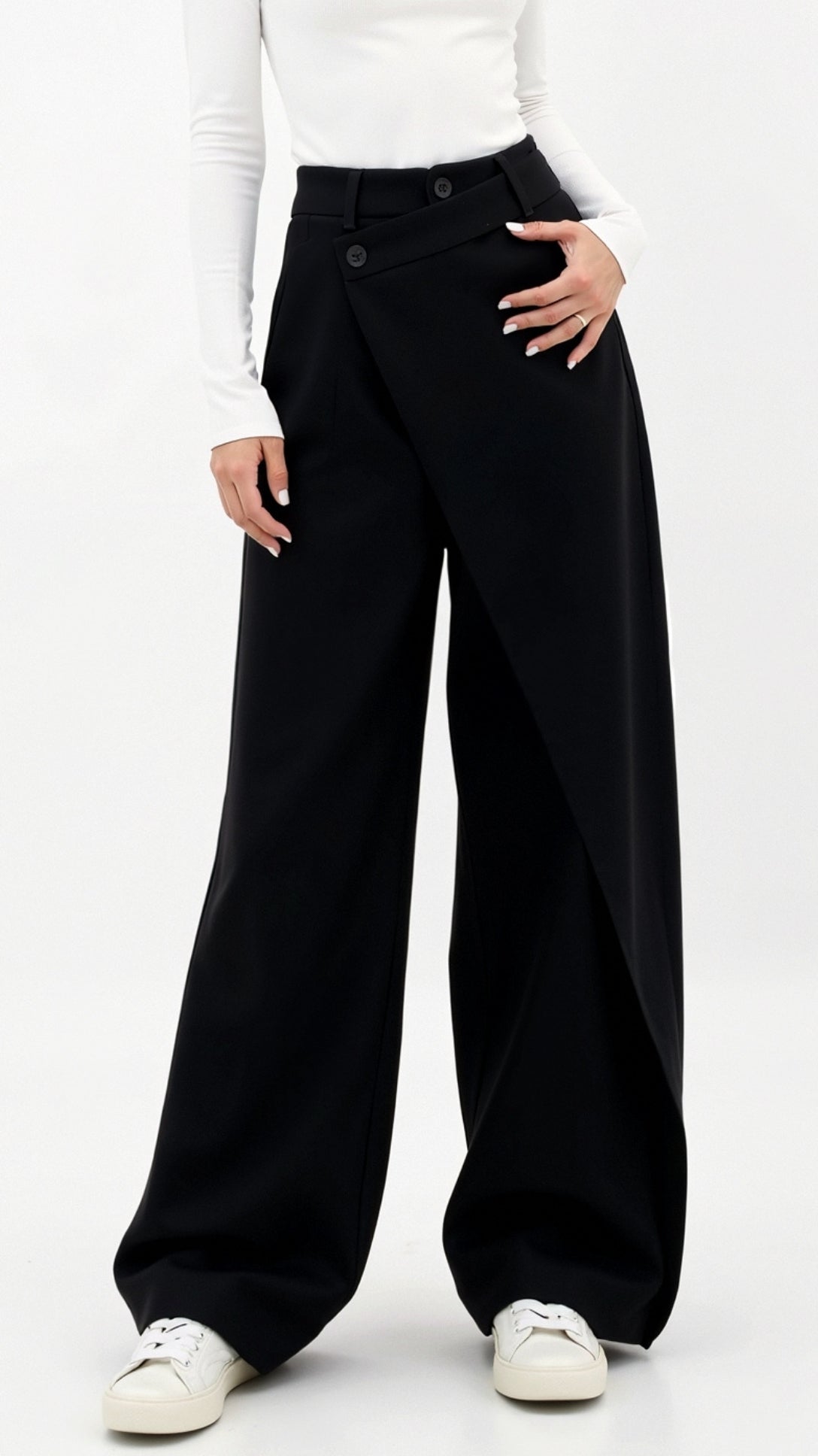 Jean Asymmetrical Wide-Leg Trousers Women 1