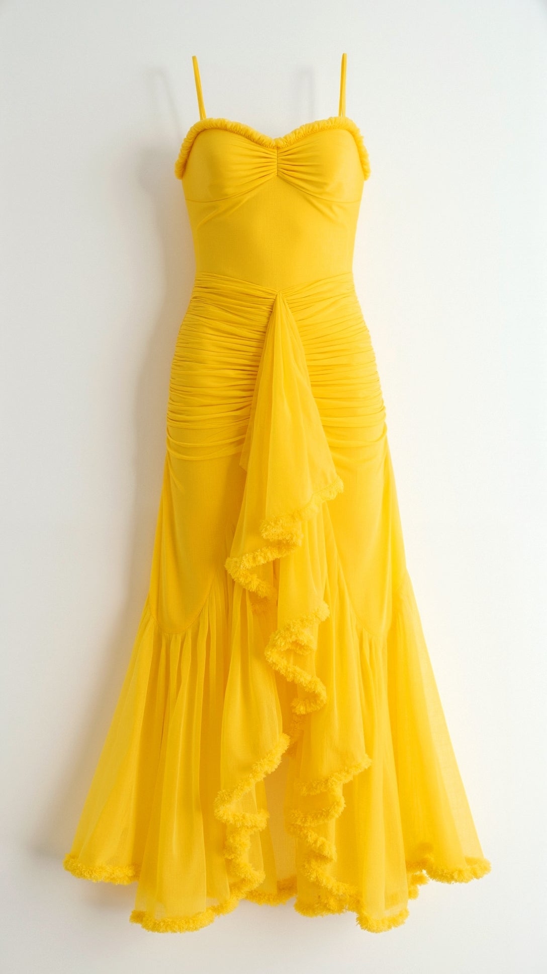 Lila Elegant Sweetheart Maxi Dress with Ruffle Trim and Asymmetric Hem 2