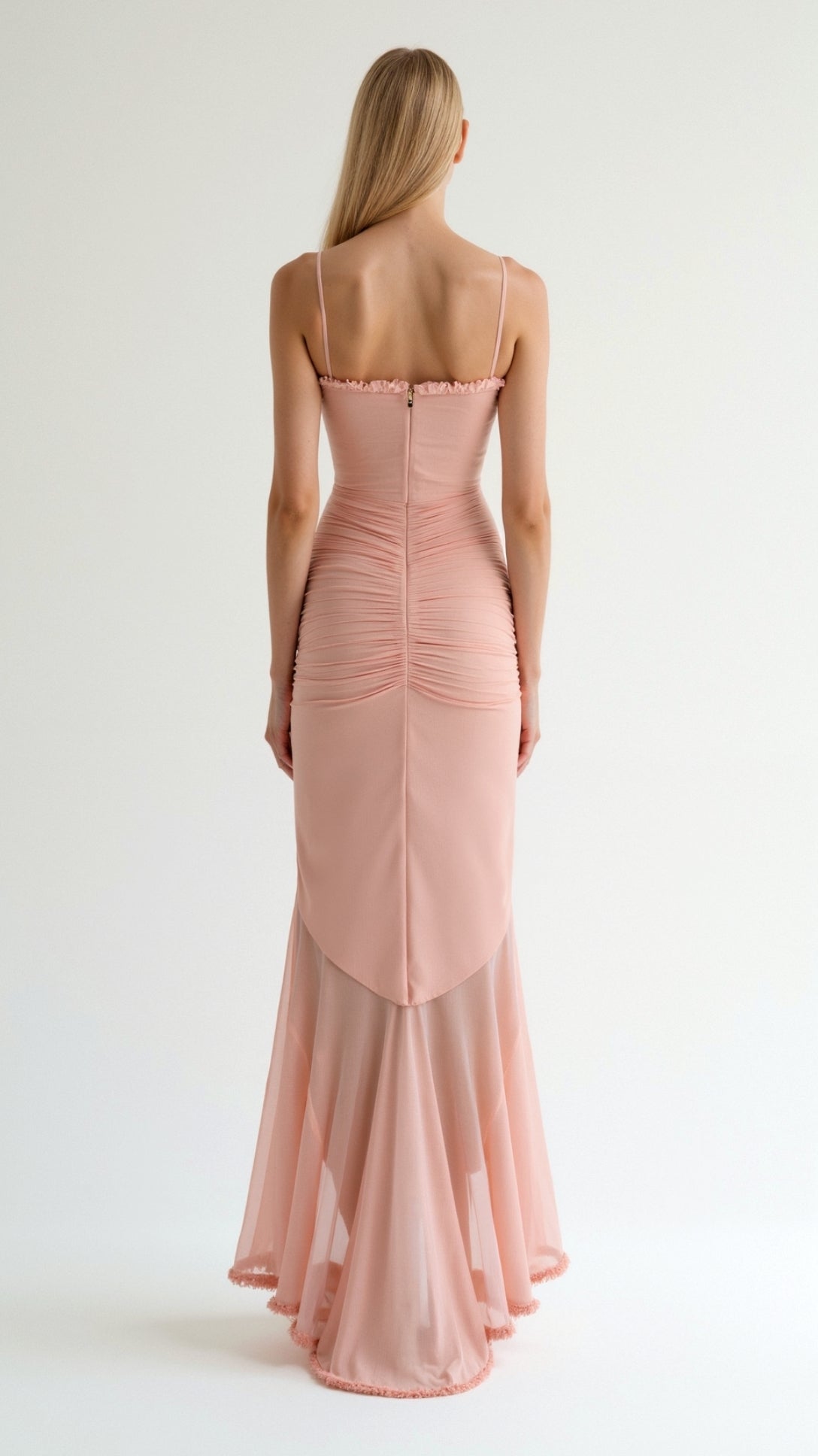Lila Elegant Sweetheart Maxi Dress with Ruffle Trim and Asymmetric Hem 7