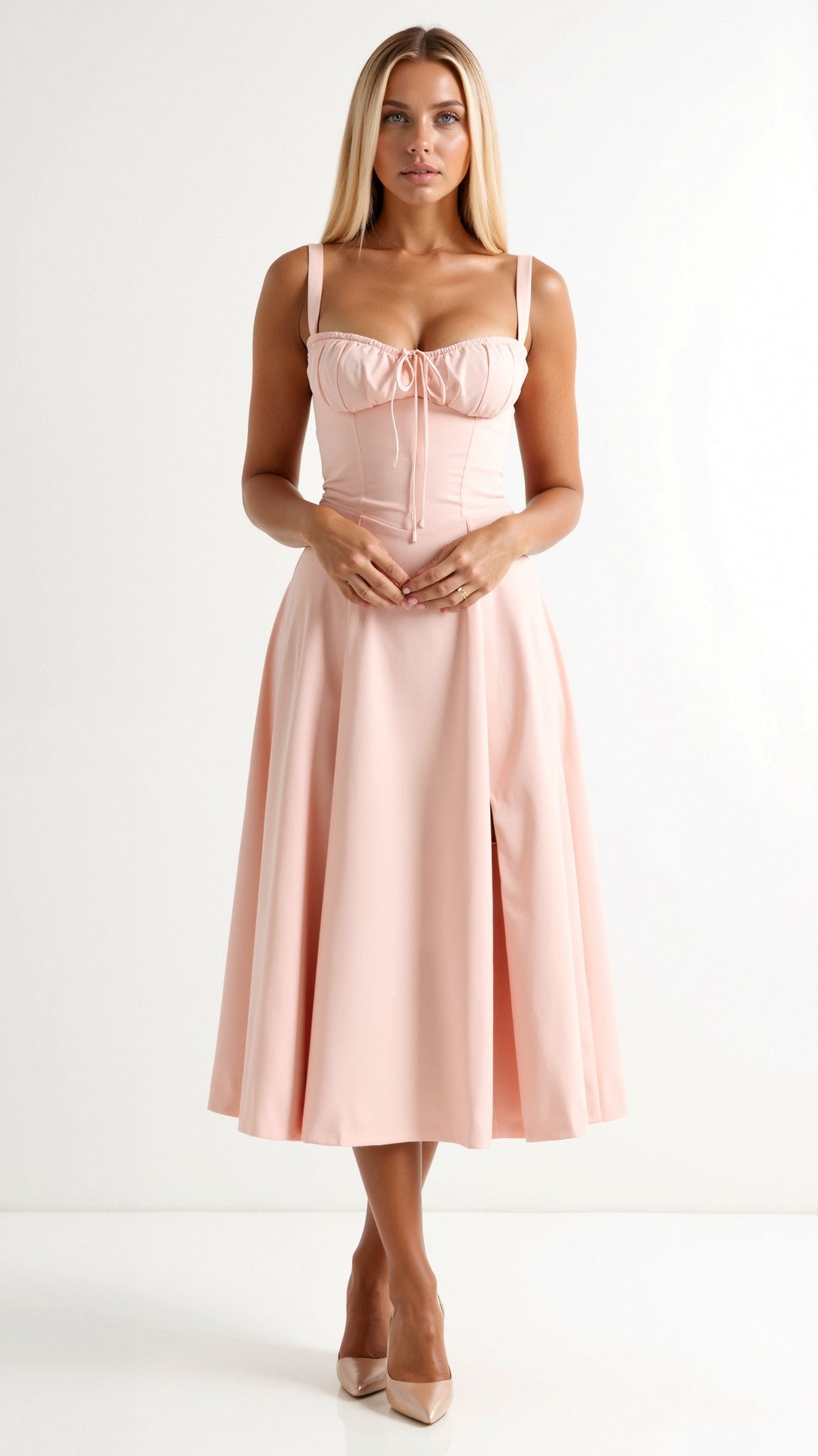 Lila Elegant Sweetheart Midi Dress for Wedding Guests and Summer Events 10