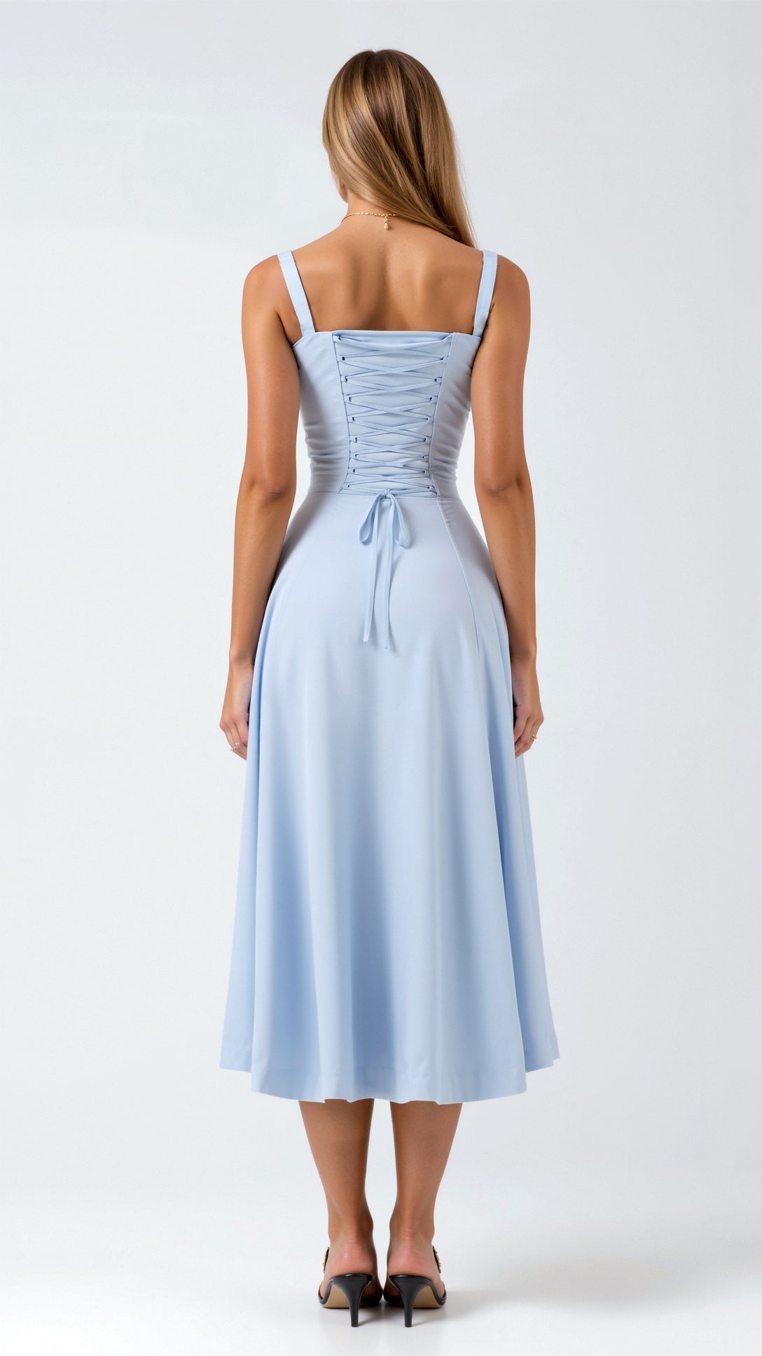 Lila Elegant Sweetheart Midi Dress for Wedding Guests and Summer Events 4