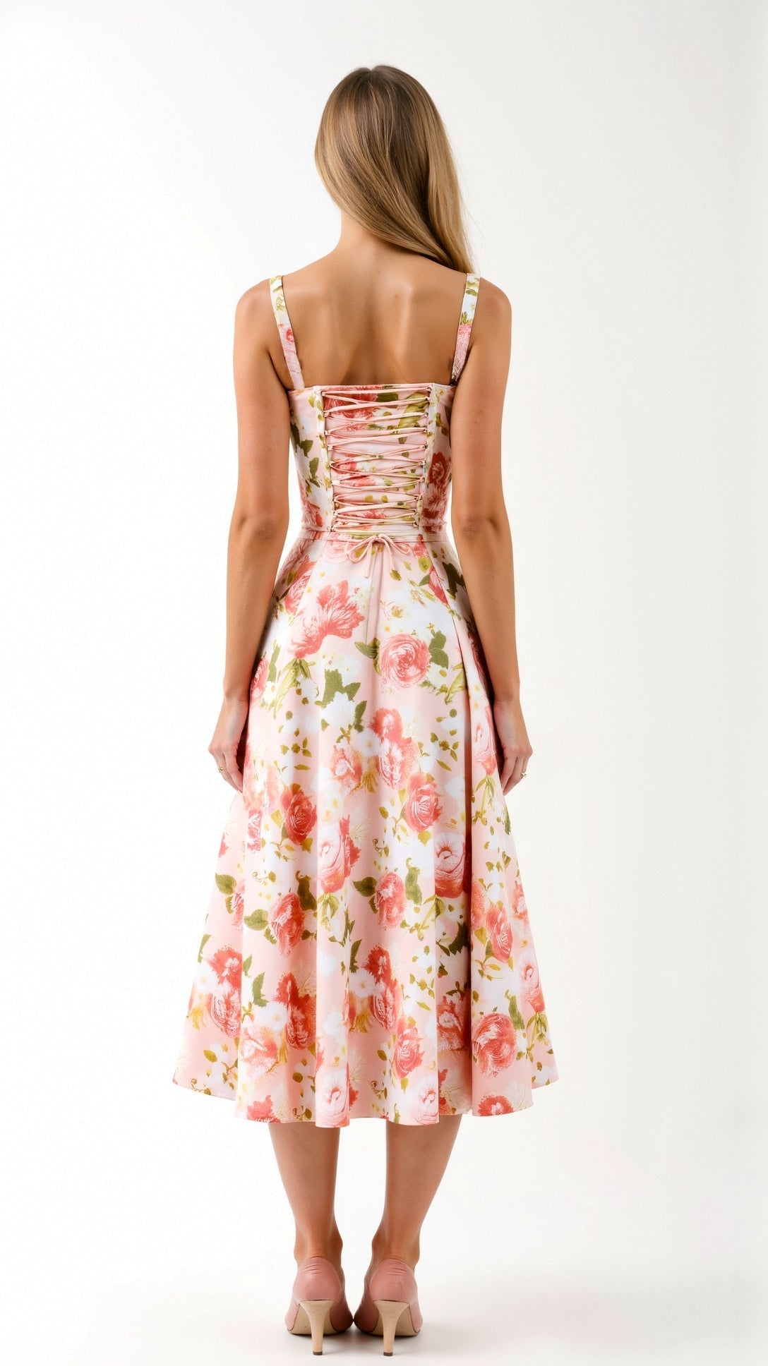 Lila Floral Midi Sundress - Elegant Womens Dress for Summer Celebrations 1
