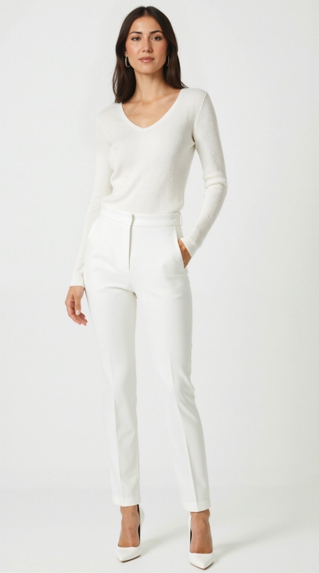 Michelle Textured Ribbed V-Neck Sweater 3