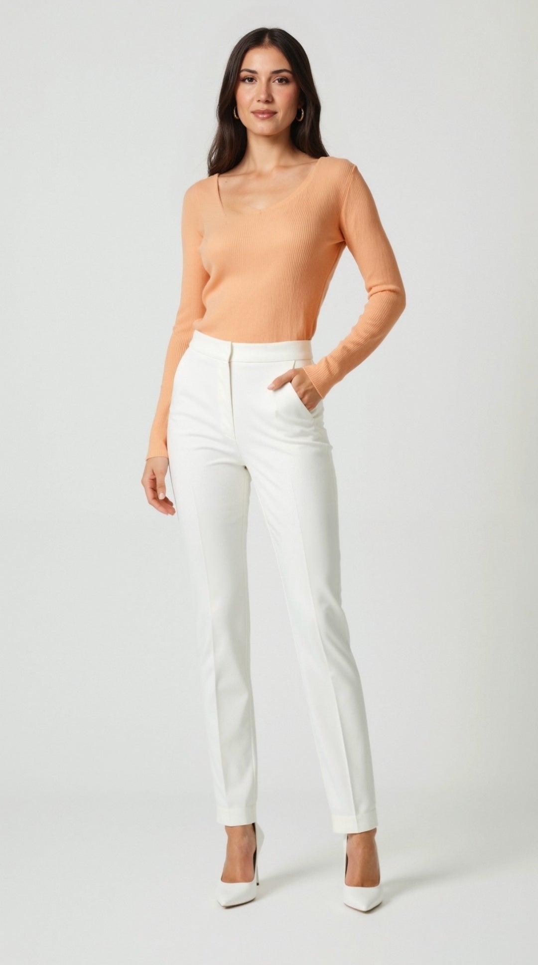 Michelle Textured Ribbed V-Neck Sweater 9