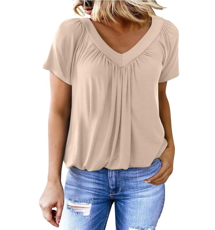 Sofia Pleated V-Neck Top