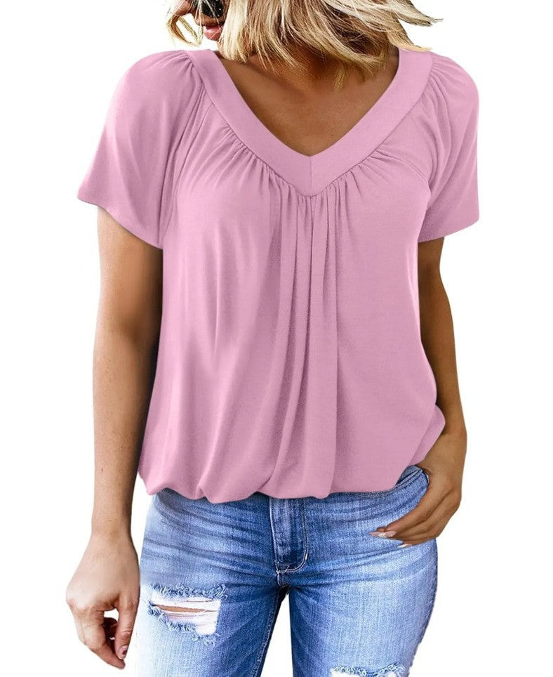 Sofia Pleated V-Neck Top