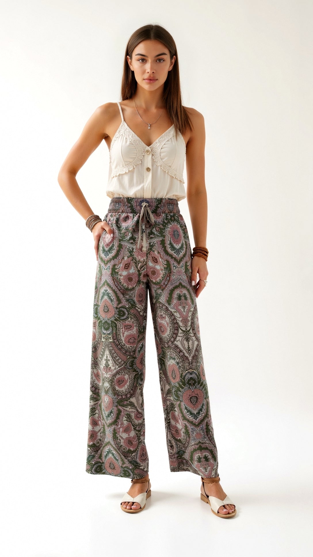 Pam Vibrant Paisley Wide-Leg Trousers 9