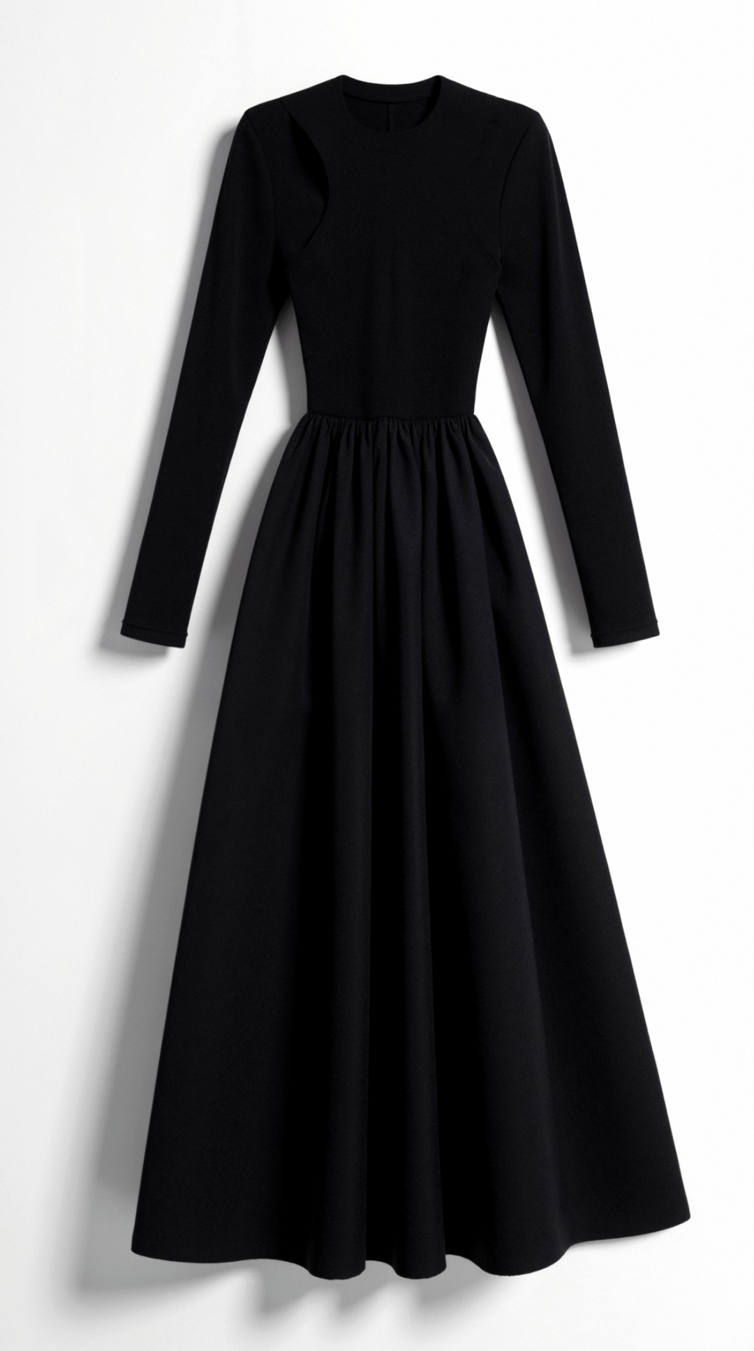 Samantha Elegant Long Sleeve Maxi Dress with Cutout Waist Detail 2