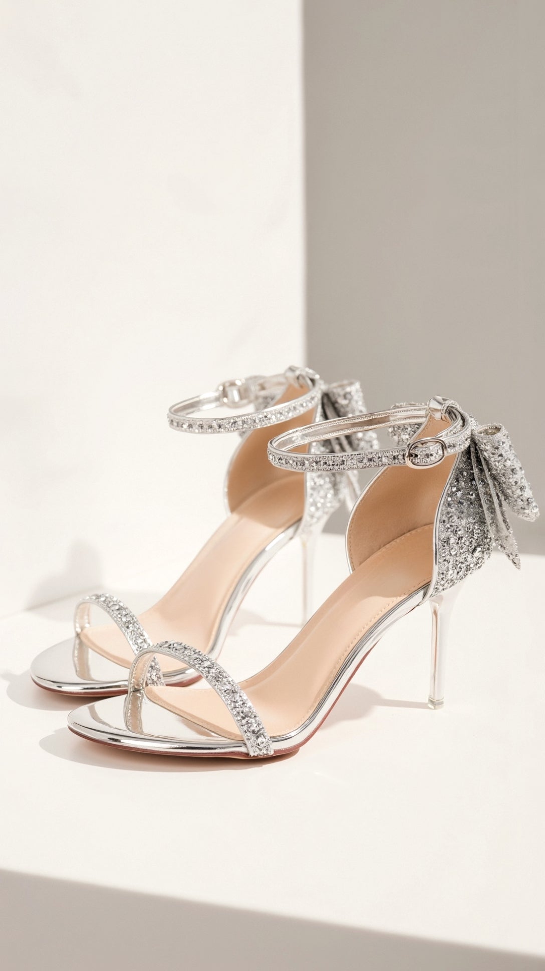 Sarah Sparkly Bow Heeled Sandals for Bride 2