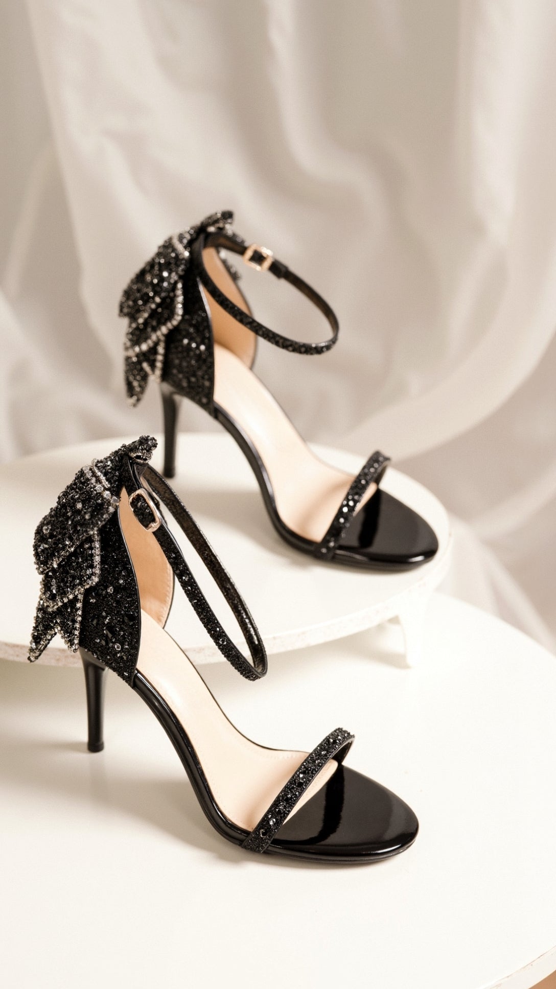 Sarah Sparkly Bow Heeled Sandals for Bride 5