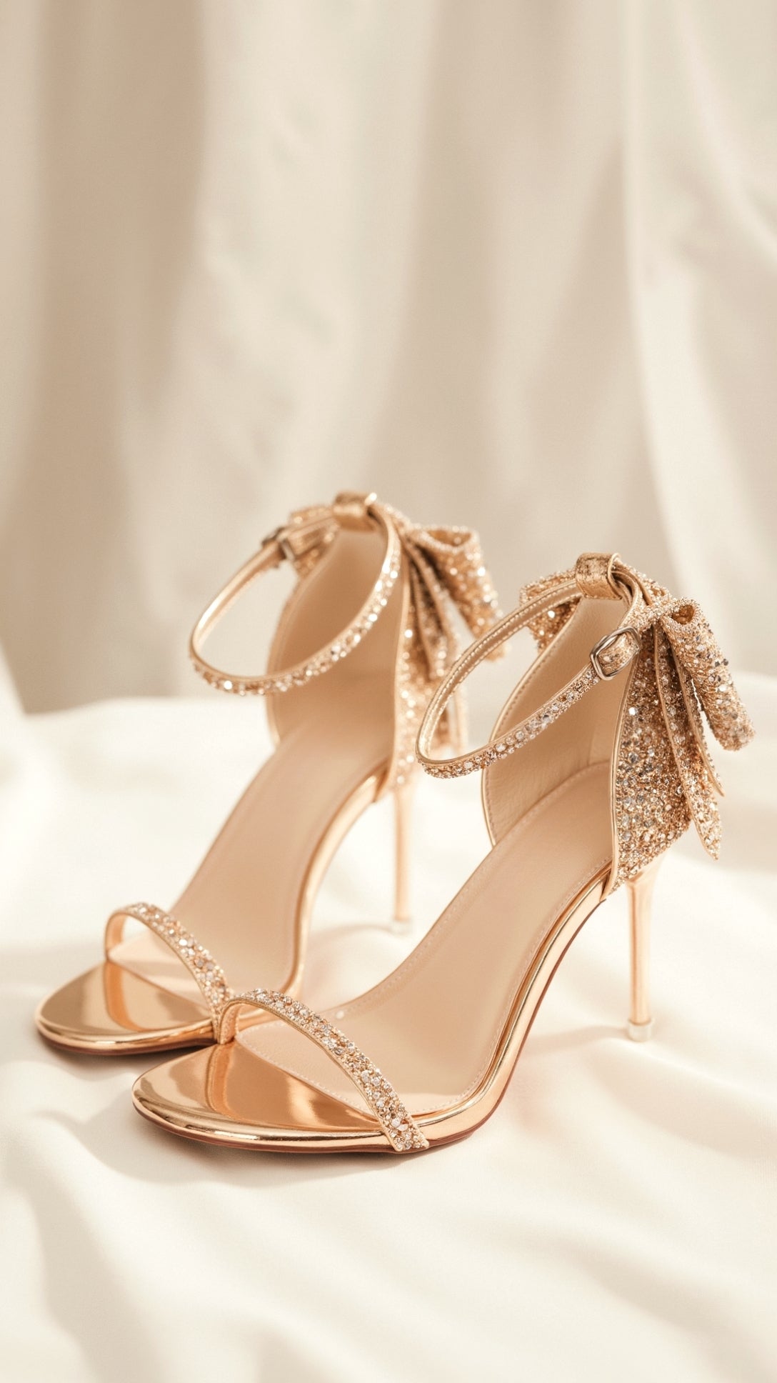 Sarah Sparkly Bow Heeled Sandals for Bride 8