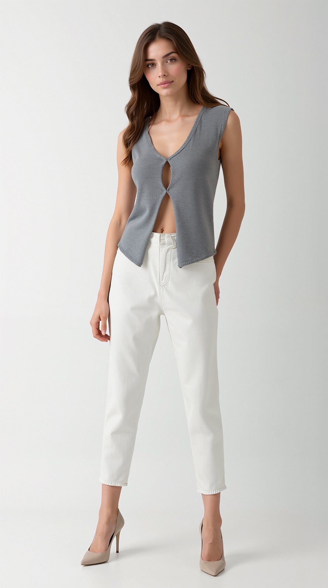 Sharon Dramatic V-Neck Vest Top 5