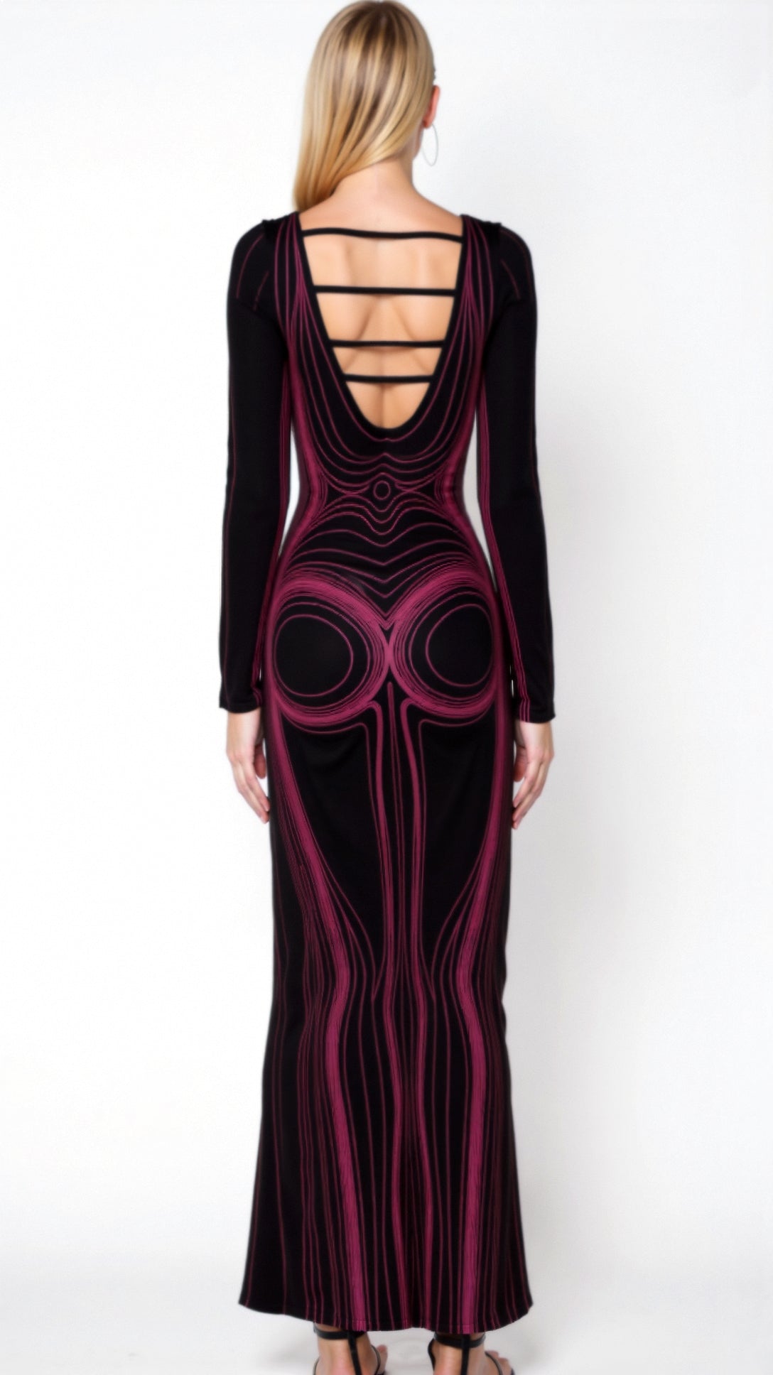 Sophia Elegant Long Sleeve Maxi Dress with Contour Design 3