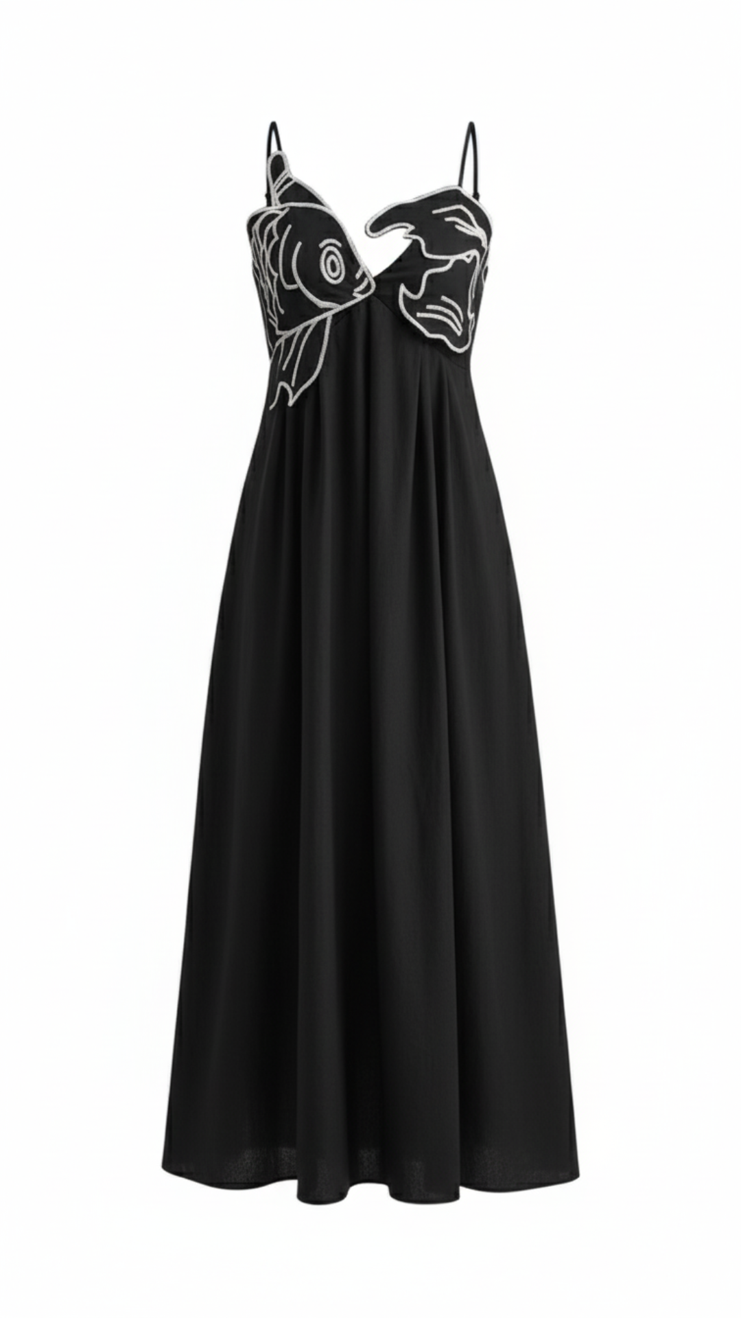 Sophia Embroidered Maxi Dress for Women, Elegant Long Dress with Spaghetti Straps 8