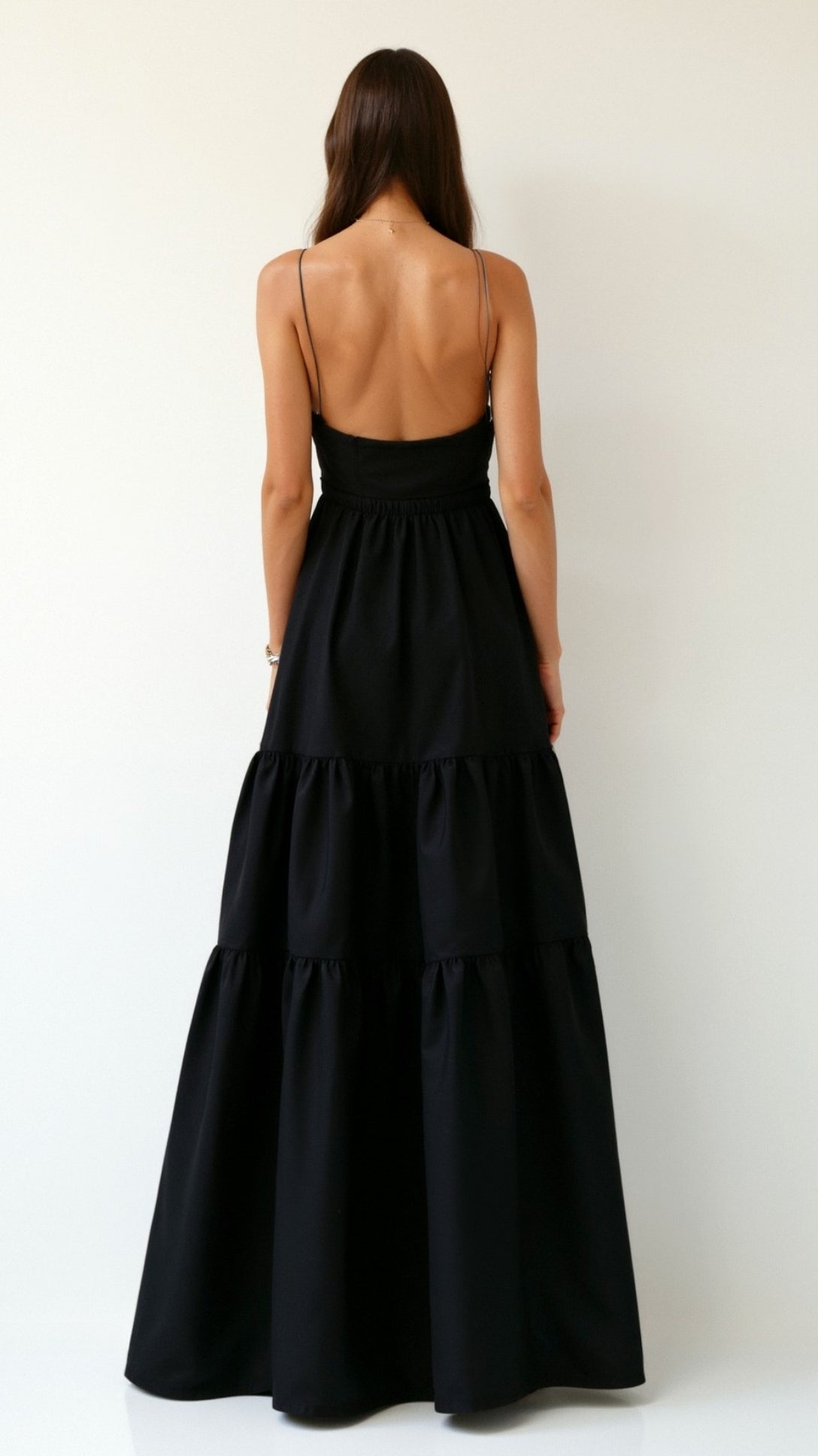Sophia Halter Neck Backless Black Maxi Dress for Women 1