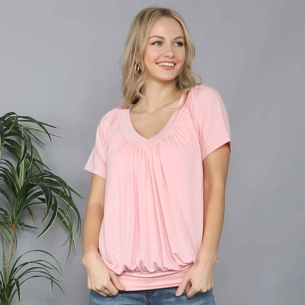 Sofia Pleated V-Neck Top