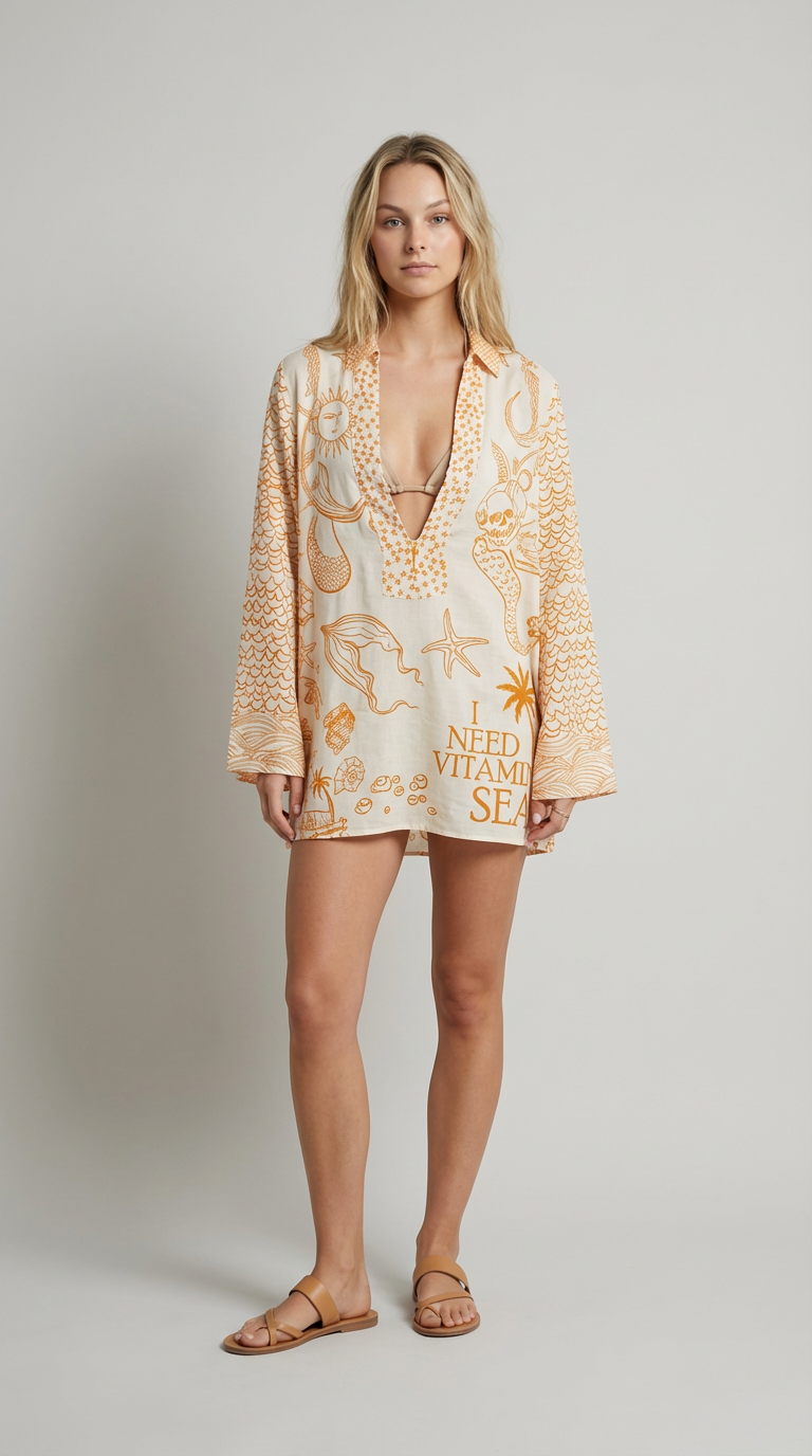 Coastal Muse Printed Shirt Dress
