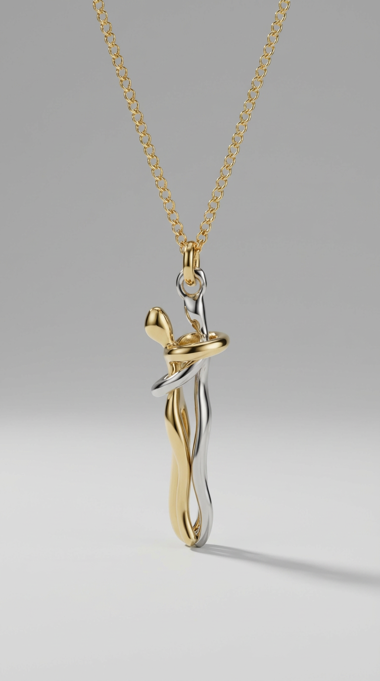 Eternal Embrace Two-Tone Pendant Necklace