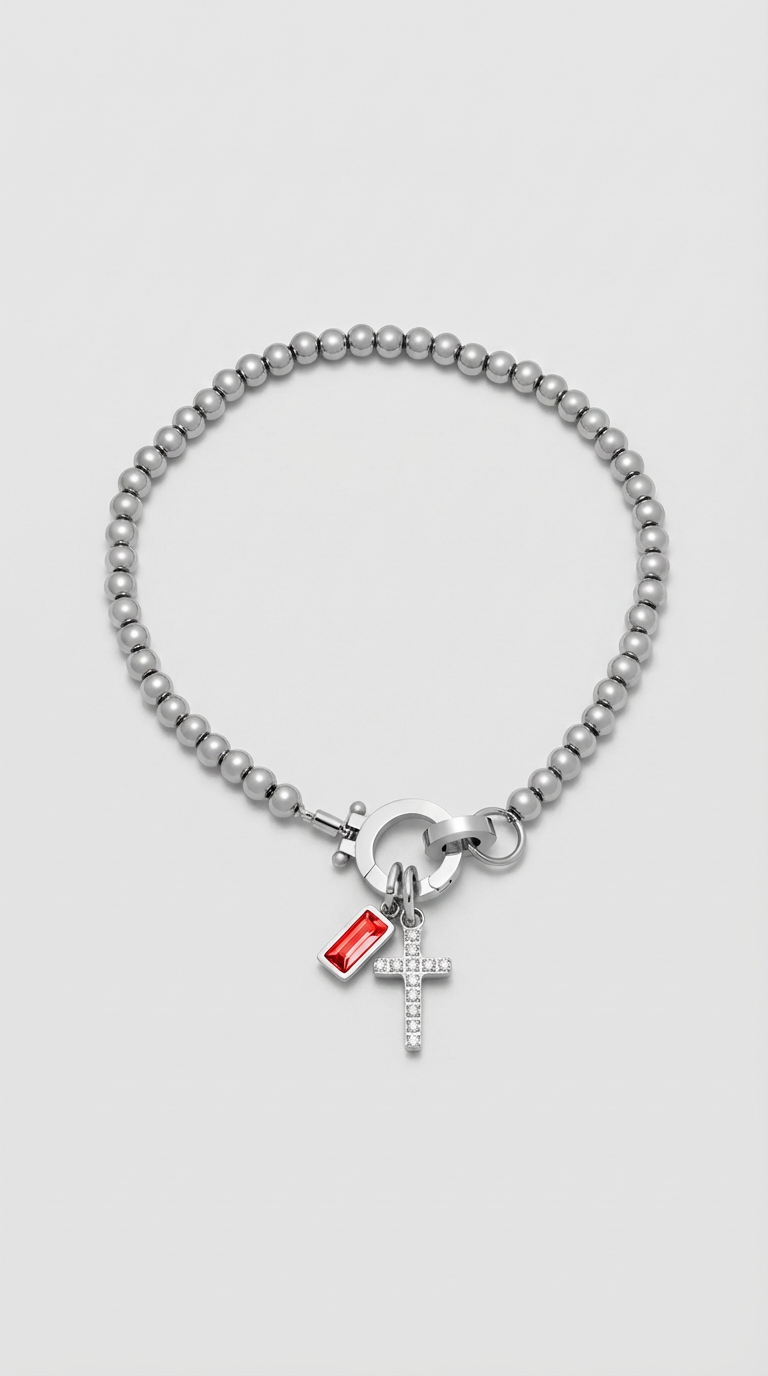 Faith Birthstone Charm Beaded Bracelet