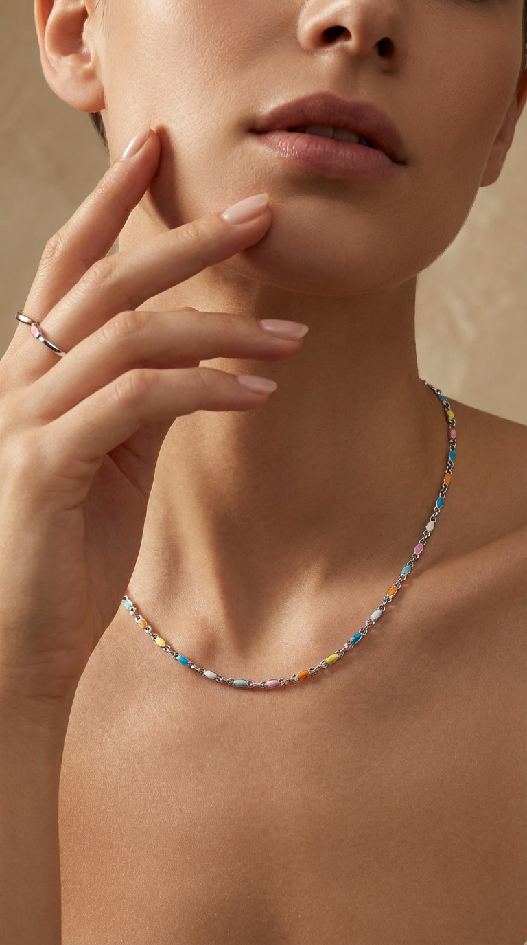 Solene Color Bead Choker Necklace