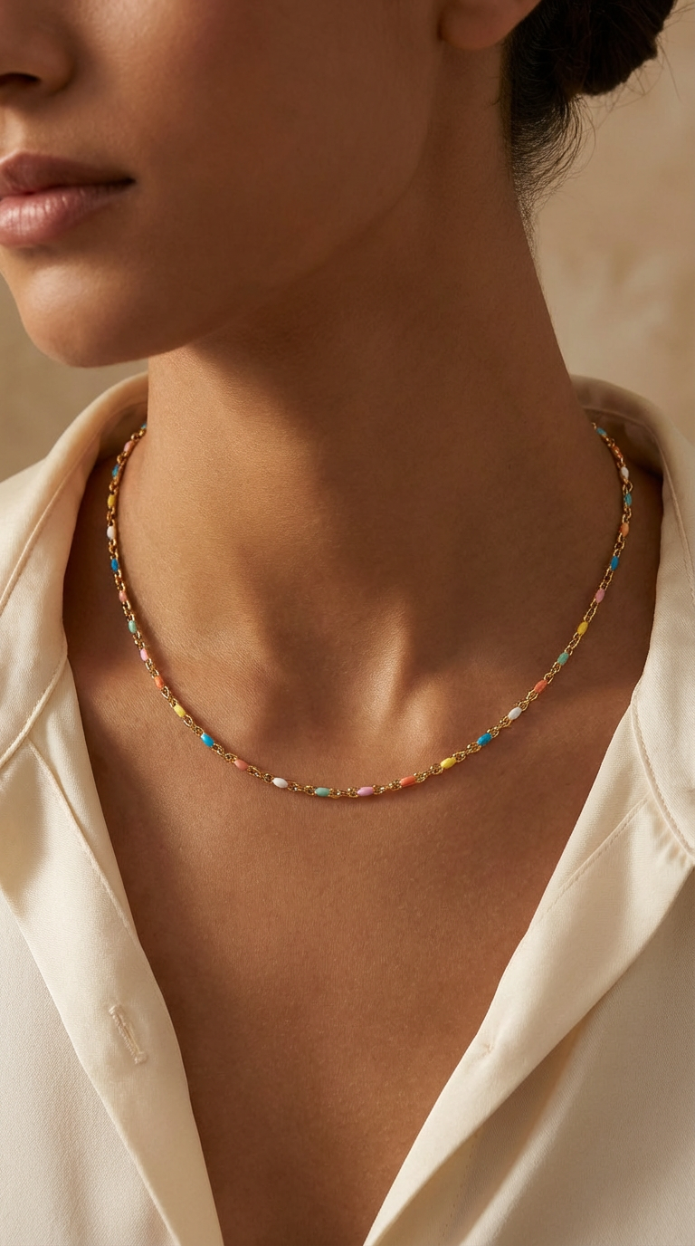 Solene Color Bead Choker Necklace