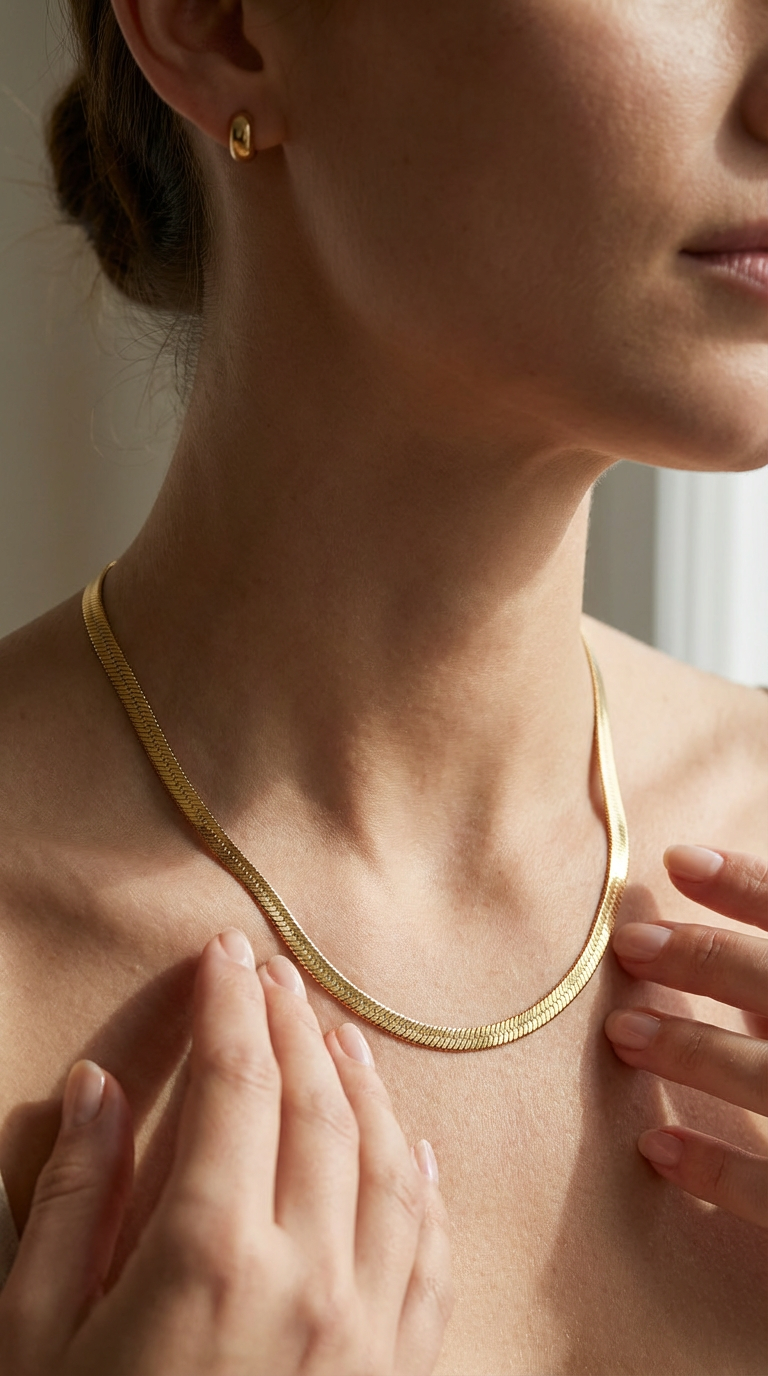 Serena Herringbone Chain Necklace