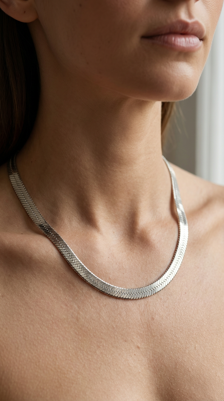 Serena Herringbone Chain Necklace