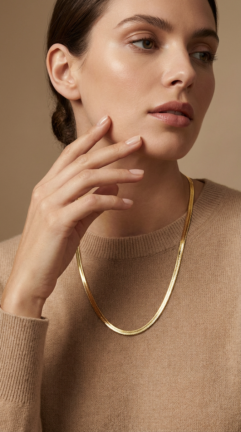 Serena Herringbone Chain Necklace