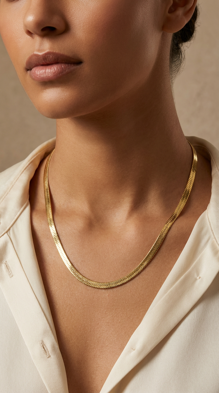 Serena Herringbone Chain Necklace