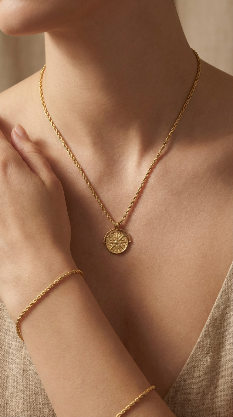 Aurielle Compass Medallion Necklace