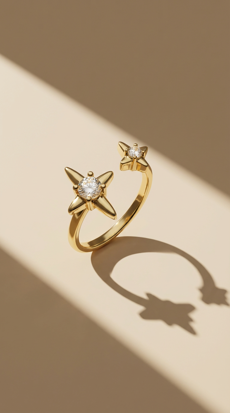 Nova Dual Star Crystal Ring