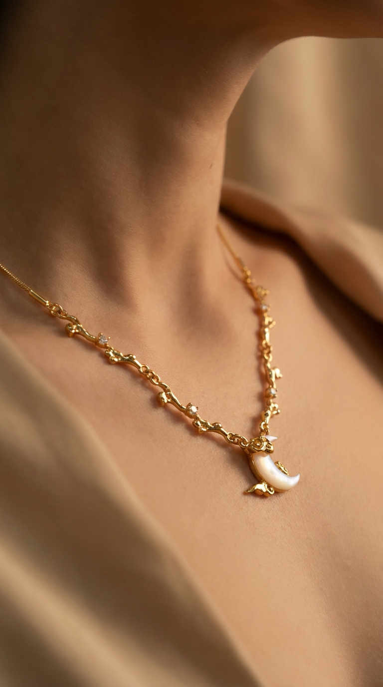 Selene Crescent Moon Charm Necklace