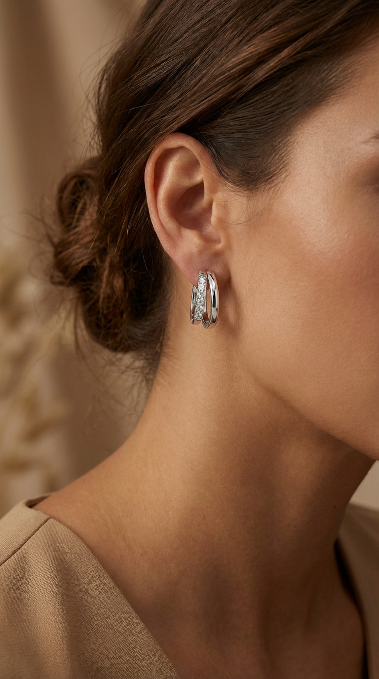 Valeria Crystal Huggie Hoop Earrings