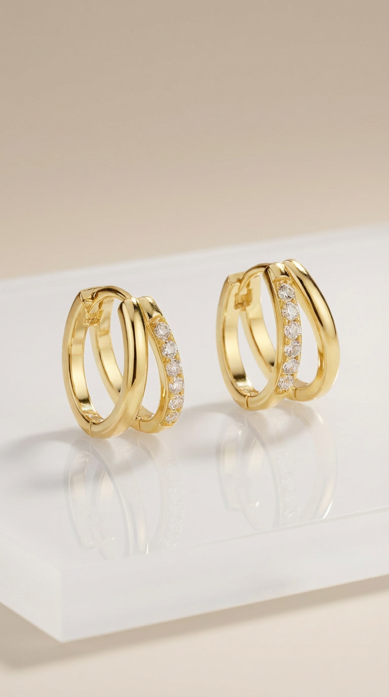 Valeria Crystal Huggie Hoop Earrings