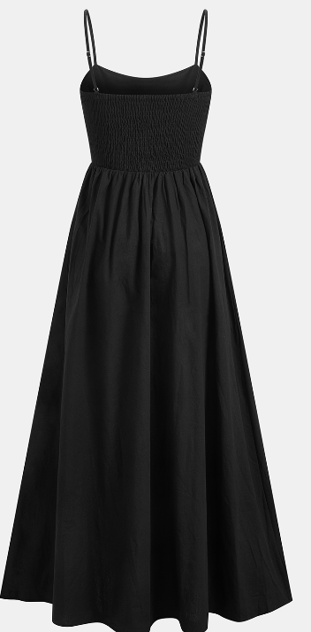 Noir Cut-Out Linen Maxi Dress