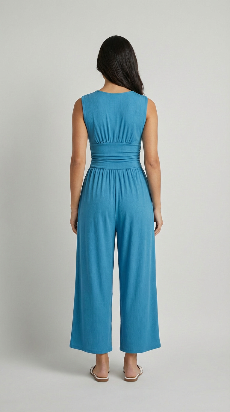 Valentina Plunge Wide-Leg Jumpsuit