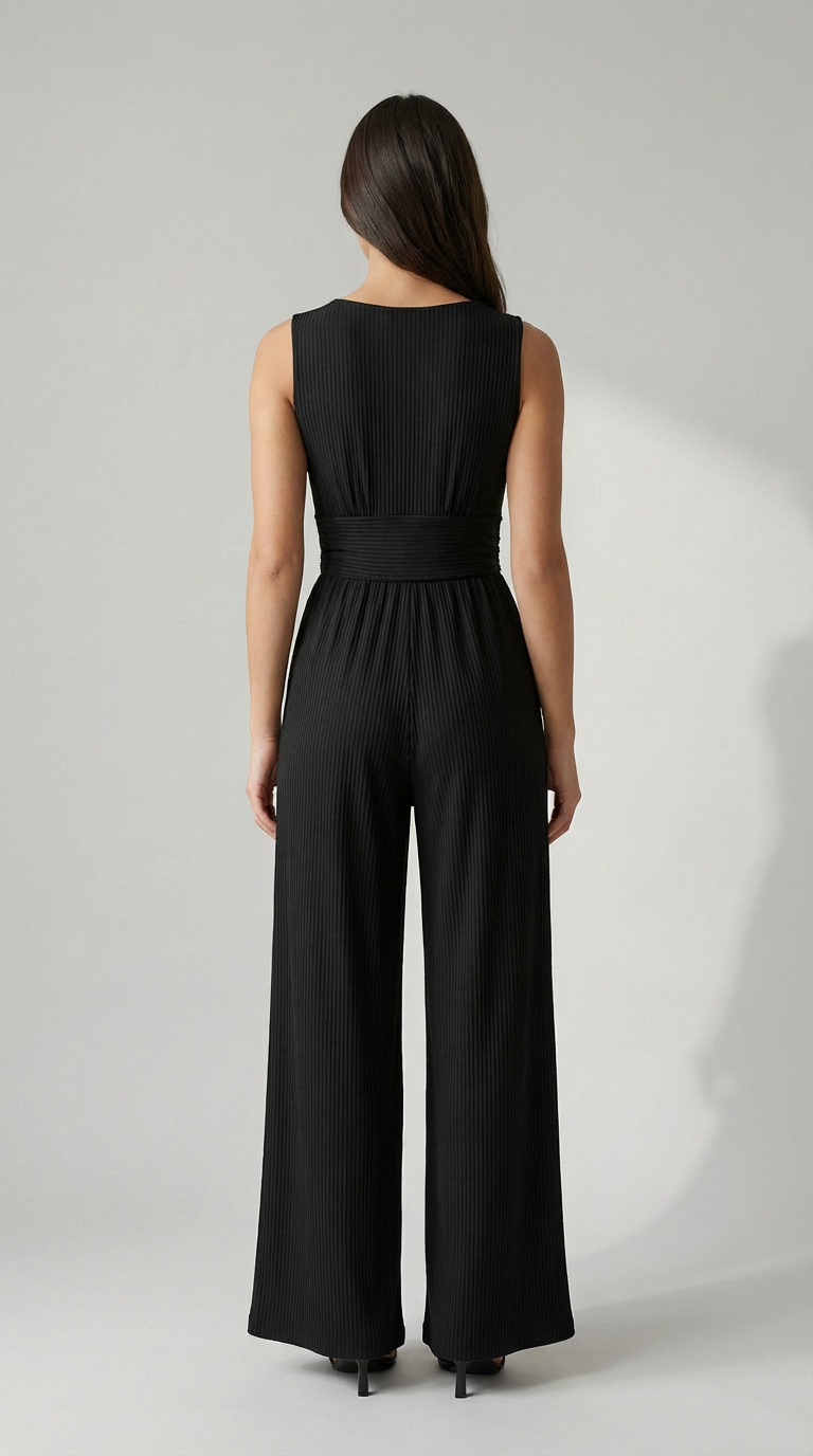 Valentina Plunge Wide-Leg Jumpsuit