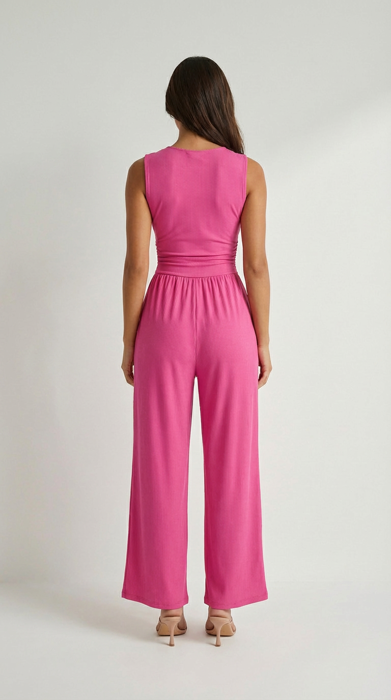 Valentina Plunge Wide-Leg Jumpsuit