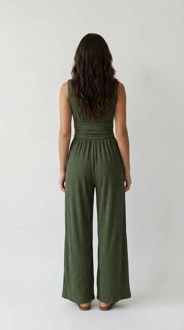 Valentina Plunge Wide-Leg Jumpsuit