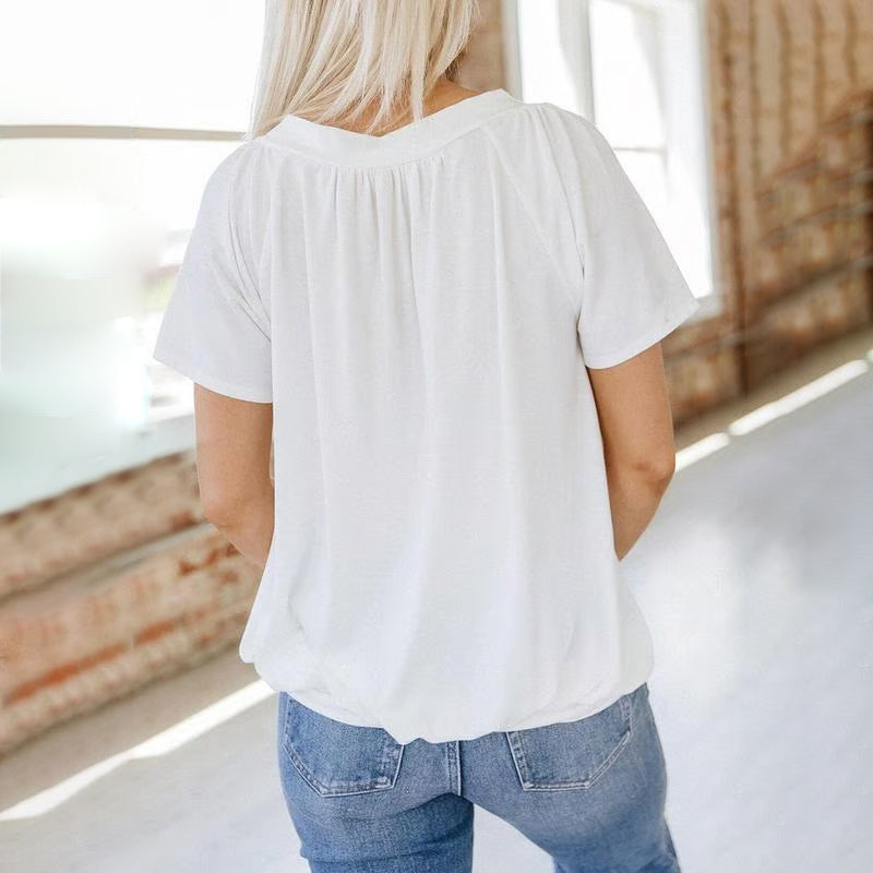 Sofia Pleated V-Neck Top