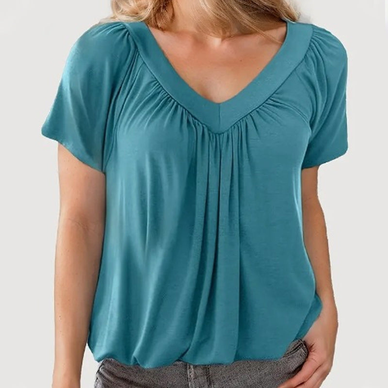 Sofia Pleated V-Neck Top