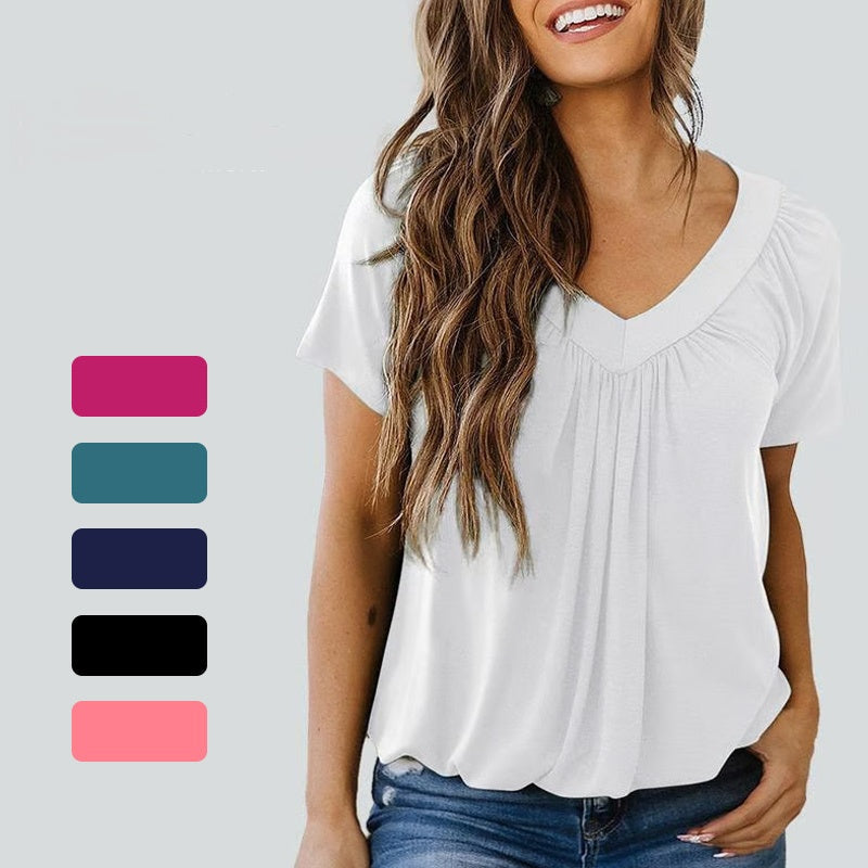 Sofia Pleated V-Neck Top