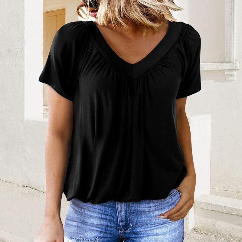Sofia Pleated V-Neck Top