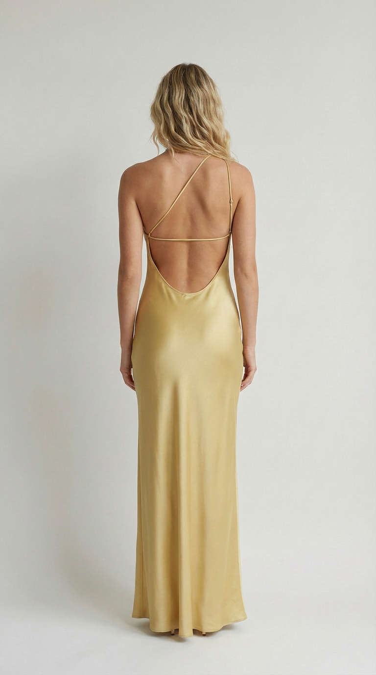 Golden Hour One-Shoulder Satin Maxi