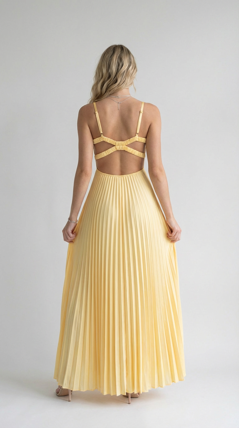 Elodie Pleated V-Neck Maxi Dress